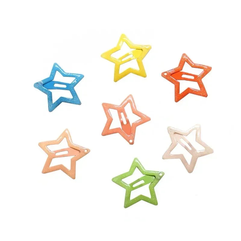 10Pcs Colorful Glow in the Dark Star Hairpin BB Snap Clips Luminous Barrettes Girls Hair Grip Kids Headdress Accessories