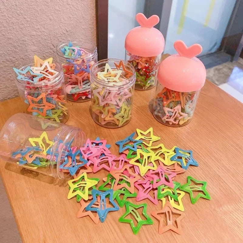 10Pcs Colorful Glow in the Dark Star Hairpin BB Snap Clips Luminous Barrettes Girls Hair Grip Kids Headdress Accessories