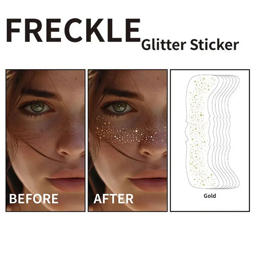 6Pcs Fake Freckle Stickers for Women Waterproof Golden Silver Glitter Temporary Tattoos for Face Makeup Holiday Music Party