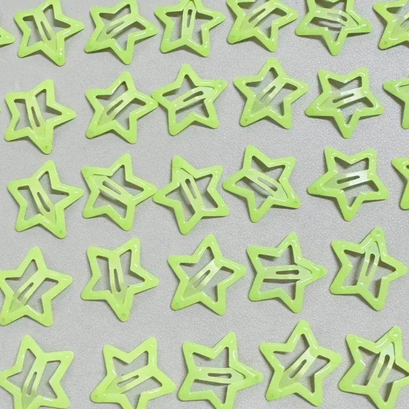 10Pcs Colorful Glow in the Dark Star Hairpin BB Snap Clips Luminous Barrettes Girls Hair Grip Kids Headdress Accessories