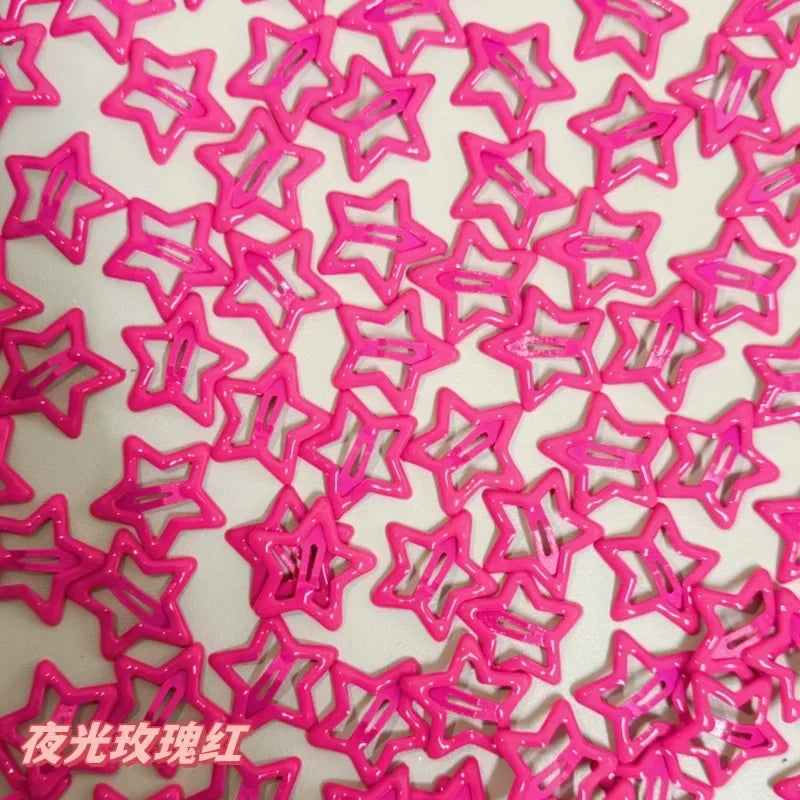 10Pcs Colorful Glow in the Dark Star Hairpin BB Snap Clips Luminous Barrettes Girls Hair Grip Kids Headdress Accessories