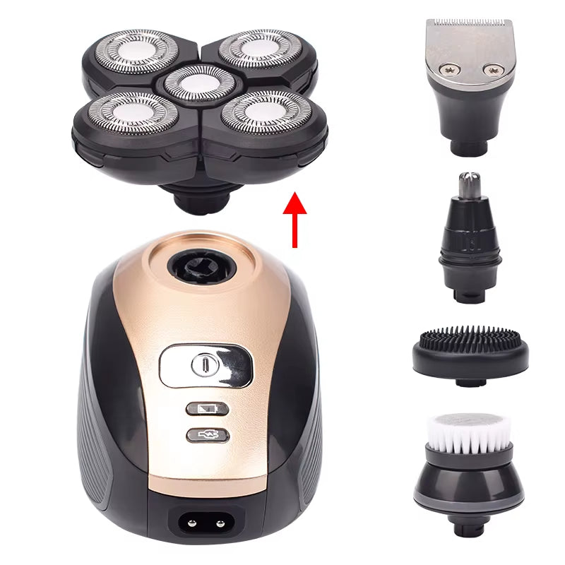 High Quality 5 in 1Multifunction 6 Blade Portable Rechargeable Wet Dry Mens Grooming Electric Waterproof Face Shaver for Man