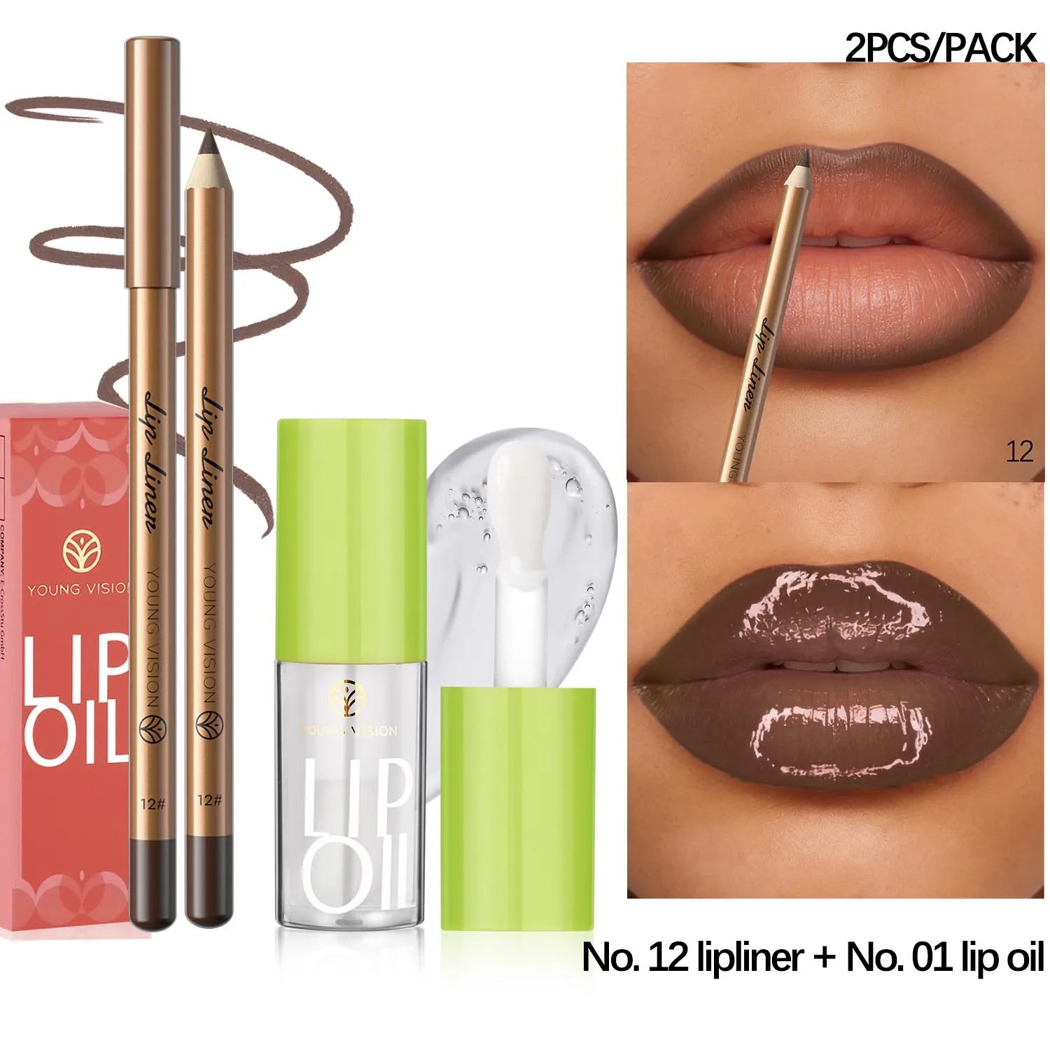 12 Color Lip Liner + LIPSTICK Set Easy Coloring Matte Lipstick Long Lasting Nude Red Lipstick