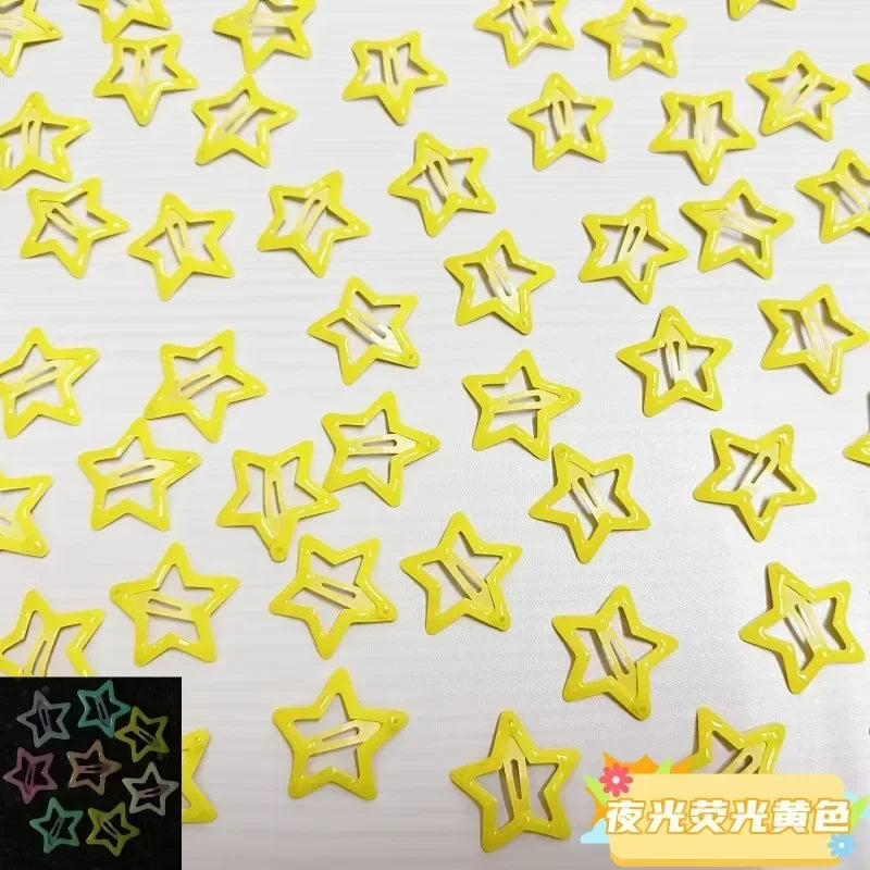 10Pcs Colorful Glow in the Dark Star Hairpin BB Snap Clips Luminous Barrettes Girls Hair Grip Kids Headdress Accessories
