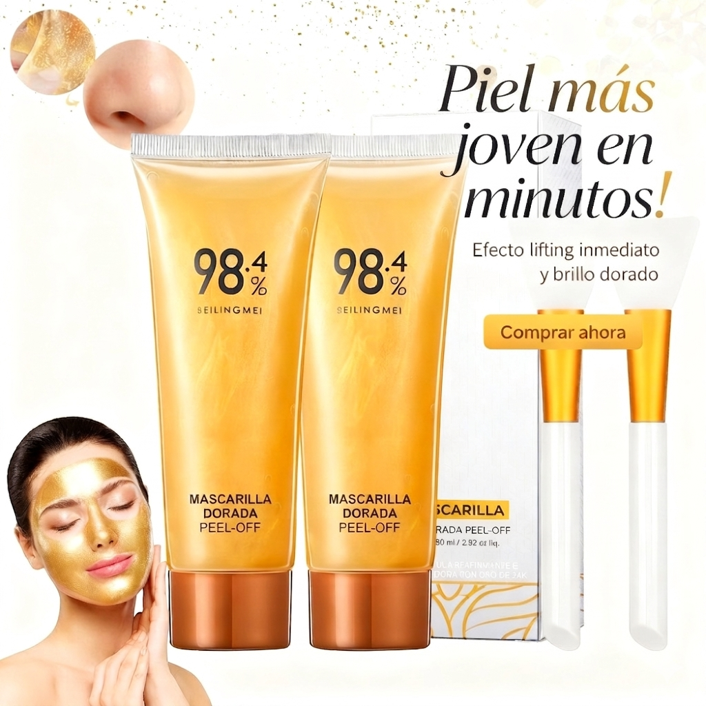 Anti-Aging Gold Peel-Off Facial Mask | Cleans Pores and Removes Blackheads – 2-Pack